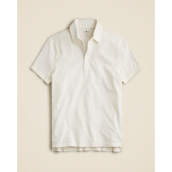J.Crew Classic Untucked Sueded Cotton Polo Shirt Ivory Medium NWT - Picture 3 of 10